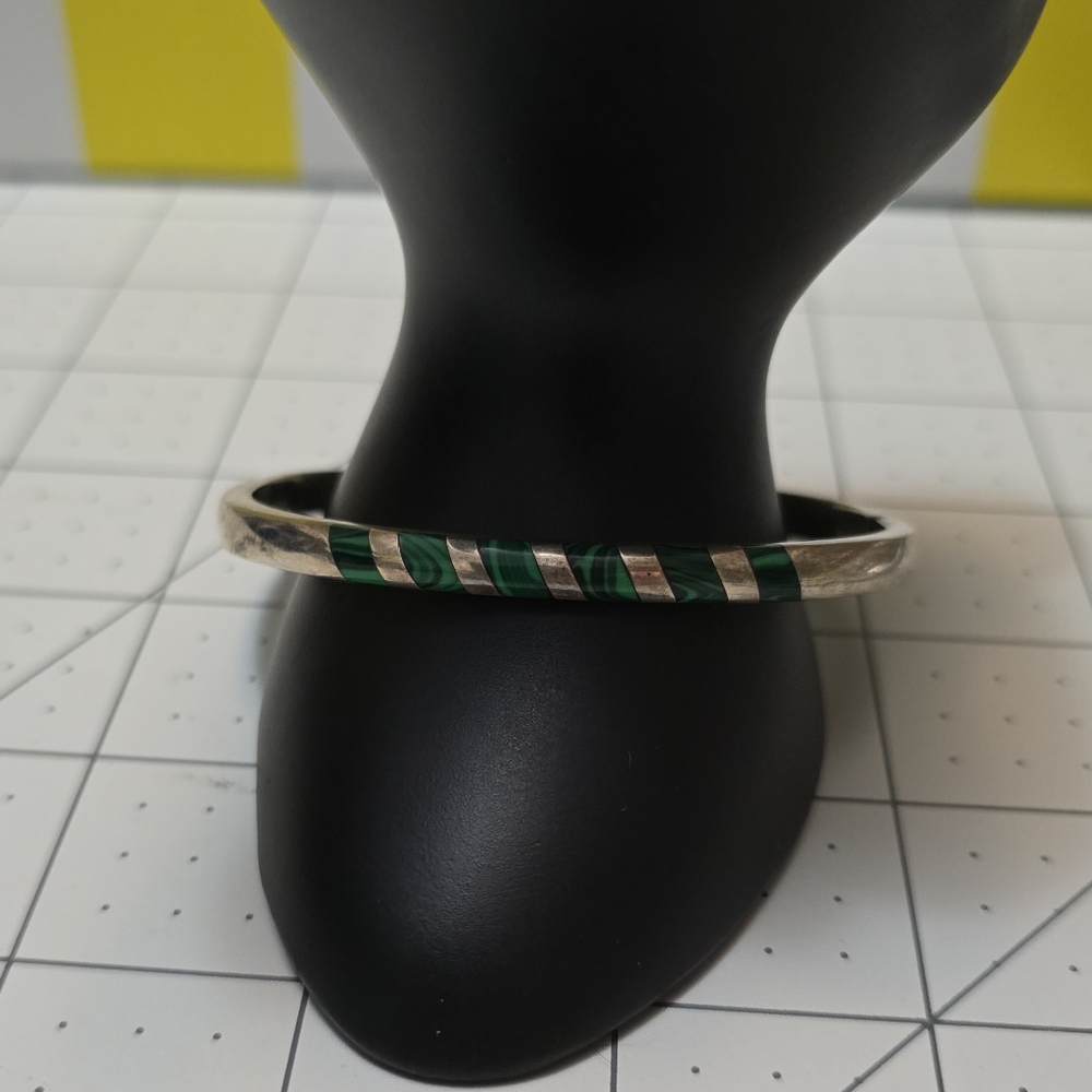 Sterling Silver and Green Bangle Bracelet